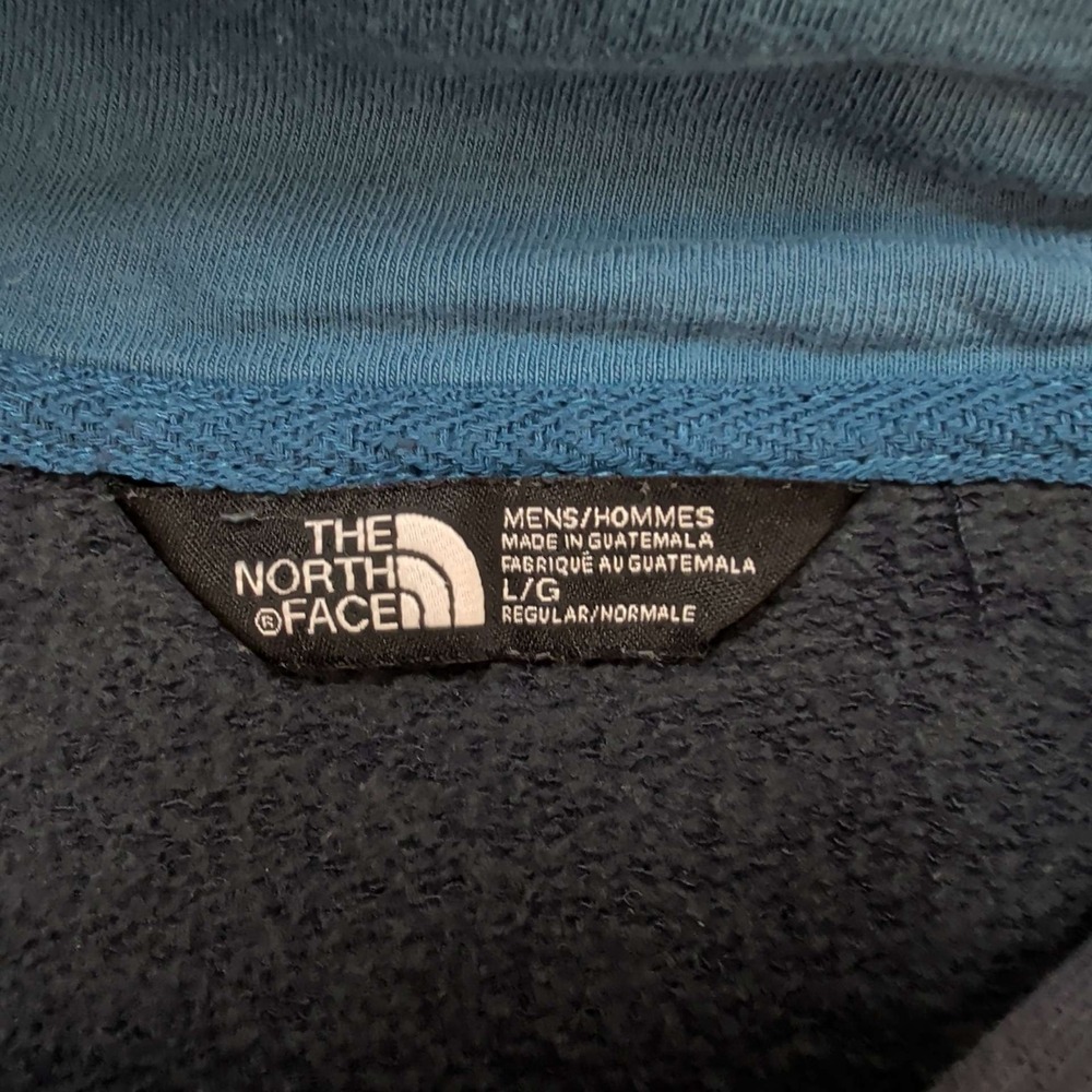 The North Face Hoodie Mens Large Navy Blue Turquoise Graphic Logo Pullover - Picture 3 of 6